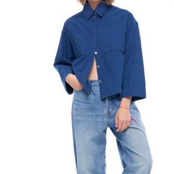 Free People Tops - SANDRINE ROSE Double Pocket Blue Denim Shirt NWT in Medium